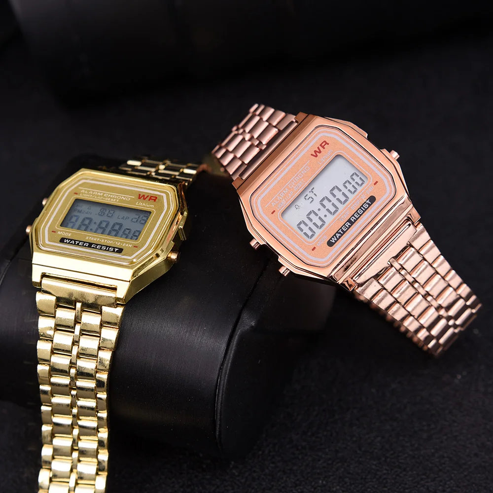 Luxurious Retro Digital Stainless Steel F91W Watch.