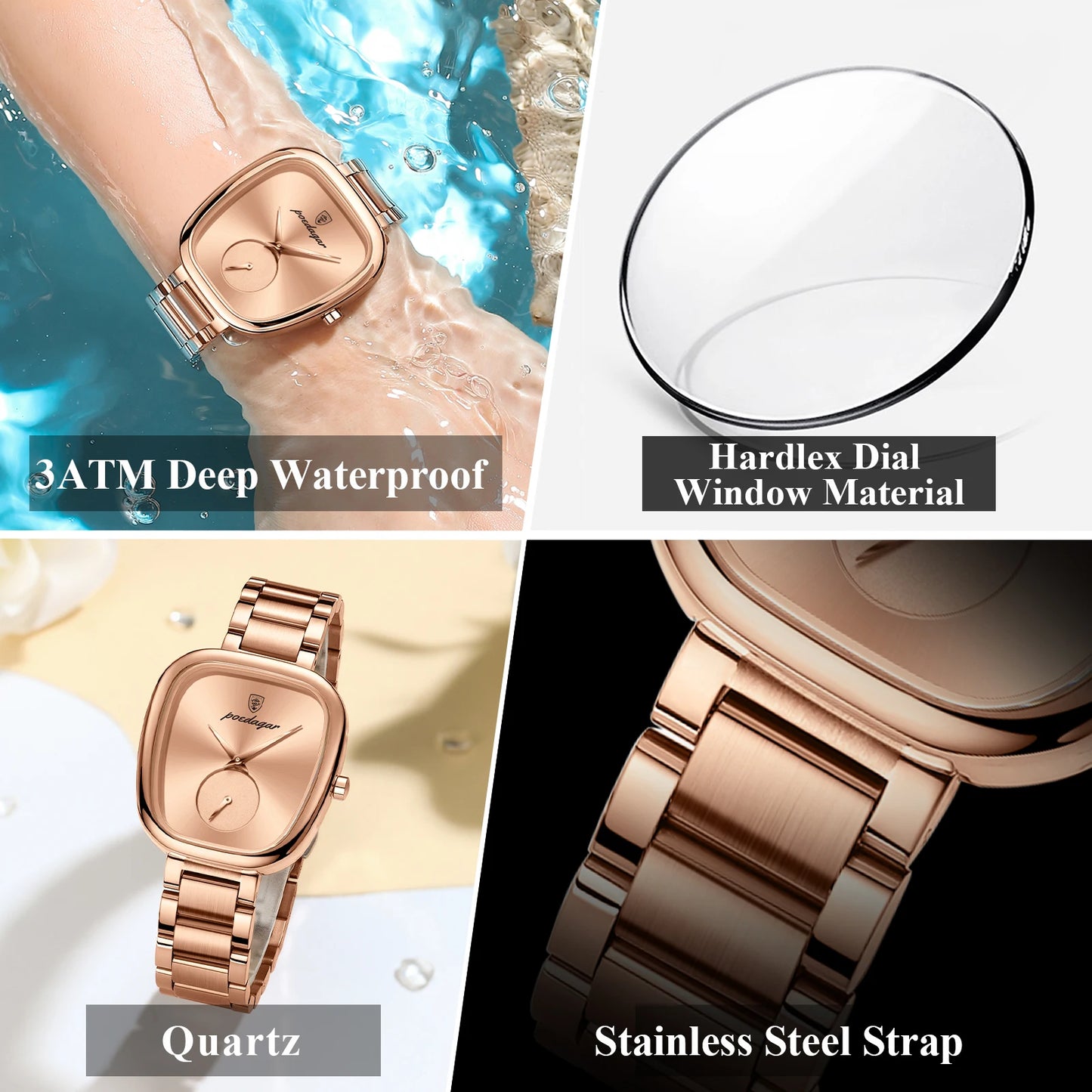 POEDAGAR Luxury Waterproof Quartz Women's Watch - Stainless Steel, Elegant Design