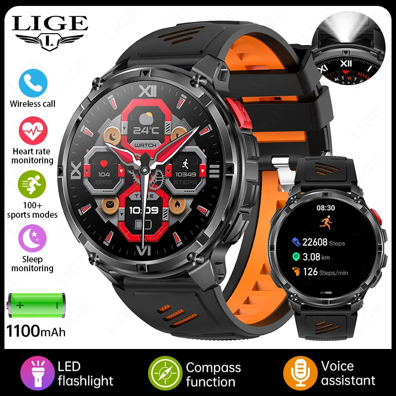 LIGE Outdoor Sport Tracker Smart Watch – 1100mAh, IP68, Long Battery