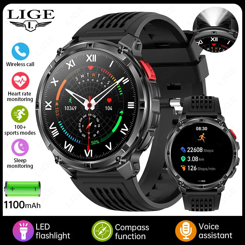 LIGE Outdoor Sport Tracker Smart Watch – 1100mAh, IP68, Long Battery