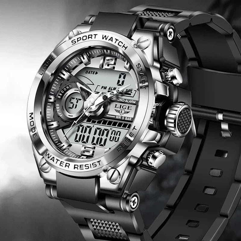 LIGE Digital Men Military Watch Waterproof