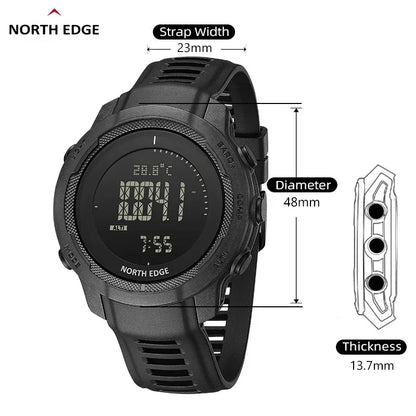 NORTH EDGE VERTICO Men's Digital Watch Carbon Fiber Case For Man Sports Running Swimming WR50M Watch Altimeter Barometer Compass