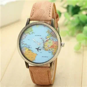 Fashion Global World Map Denim Watch: Style Meets Wanderlust