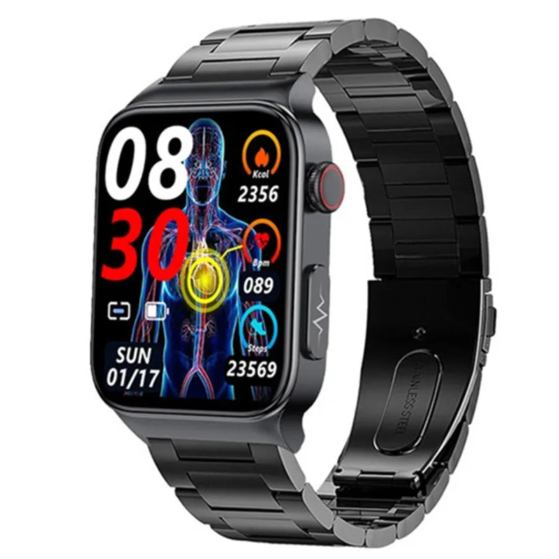 E500 Blood Glucose Smart Watch ECG+PPG Heart Rate Blood Pressure Health Watches IP68 Waterproof Smartwatch