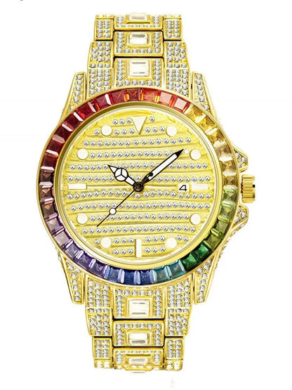 Men's Diamond - Accented Quartz Watch with Sparkling Crystals - Waterproof