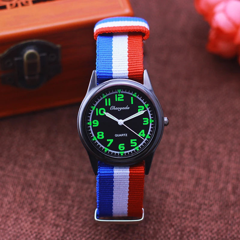 Chaoyada WristWatch Color Stripe Canvas Strap.