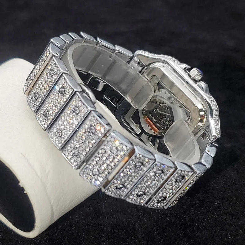 Men's Luxury Square Diamond Hip Hop Watch - Hollow Quartz Wristwatch.