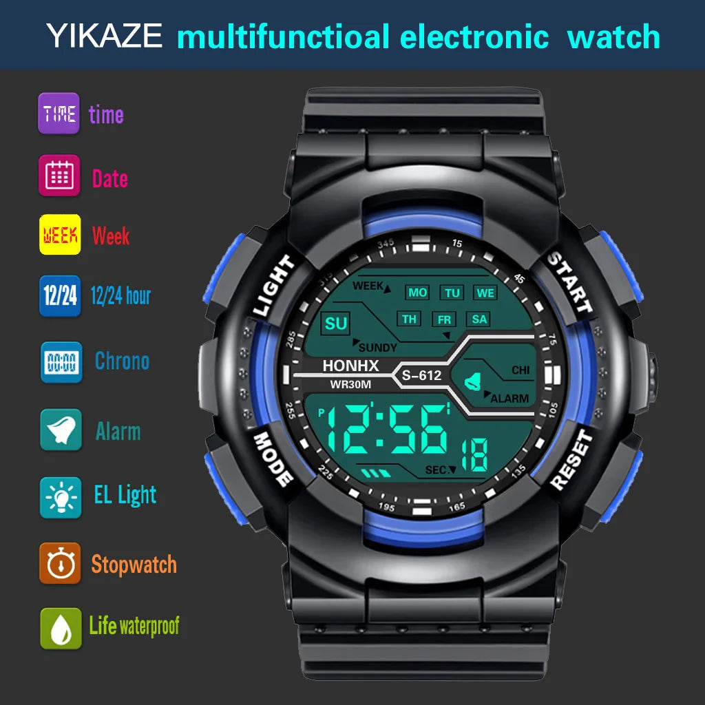 Outdoor Sports Men's Watch with Multifunctional Large LED Screen