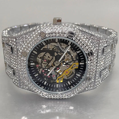 Men's Luxury Automatic Hip Hop Iced Diamond Waterproof Watch Man Reloj Hombre