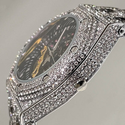 Men's Luxury Automatic Hip Hop Iced Diamond Waterproof Watch Man Reloj Hombre