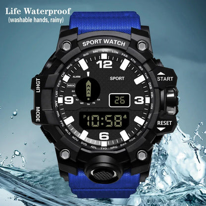 YIKAZE Men's LED Digital Watch Multifunction Military Sports