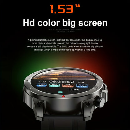 2024 High-Definition GPS Smart Watch for Men - LED Illuminated 360*360 HD Screen, AI Voice Assistant, Wireless Calling, NFC, Compass, Sport Fitness Tracker - Perfect Father's Day Gift or Stylish Accessory