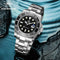 Addiesdive 20 bar waterproof men's watch with sleek black dial and stainless steel bracelet