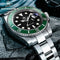 Addiesdive 20 bar waterproof men's watch with stainless steel bracelet and green bezel