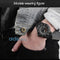Alcom Distribution tactical luminous army watch black rugged dial on wrist with black silicone strap and denim jacket sleeve