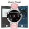 Aiweile AW28 smartwatch with pink leather strap displaying music player interface by Alcom Distribution