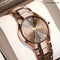Alcom Distribution fashionable waterproof watch with rose gold metal band and brown dial with date display