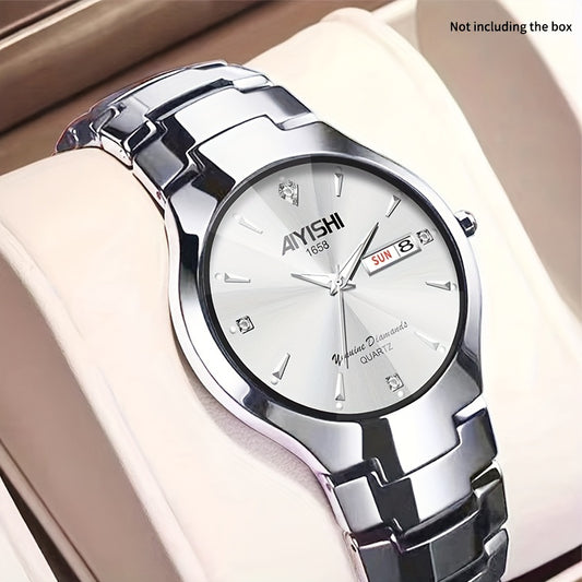 Alcom Distribution fashionable waterproof watch with silver dial and stainless steel bracelet