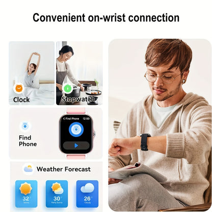 2024 New Touchscreen 1.83" Smartwatch for Men & Women - Wireless, Call & Text Notifications, Fitness & Sleep Tracker, USB Charging, TFT Screen, Silicone Bands, Wireless Outdoor Watch