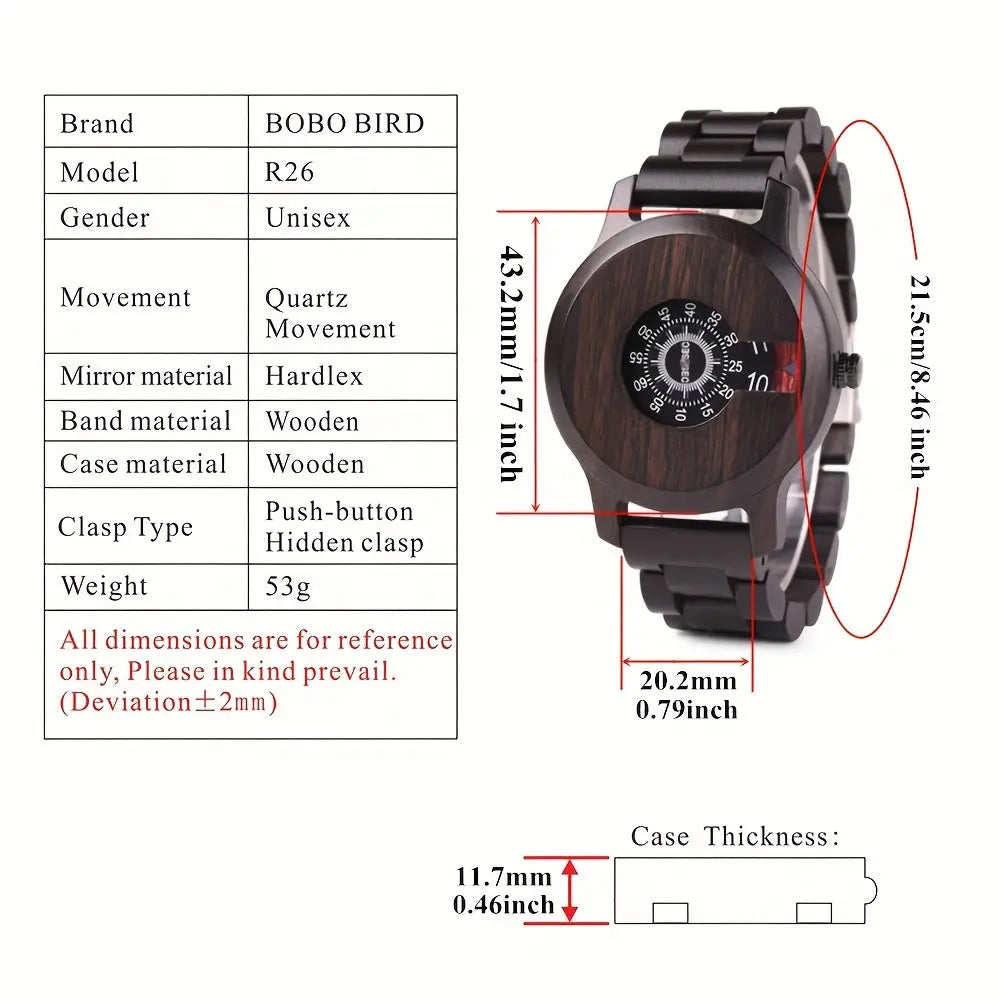 Vintage wooden watch gift by Alcom Distribution featuring unisex quartz movement and wooden band