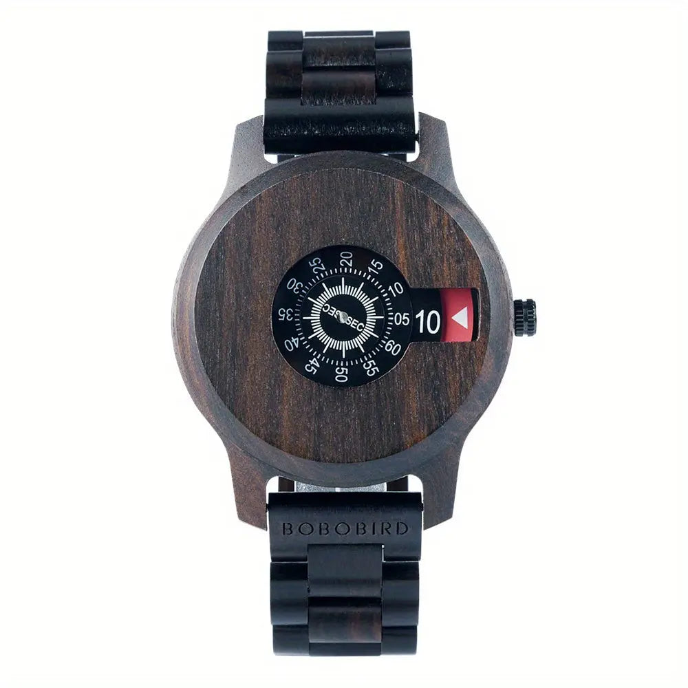 Alcom Distribution vintage wooden watch gift with unique circular dial and dark wooden band