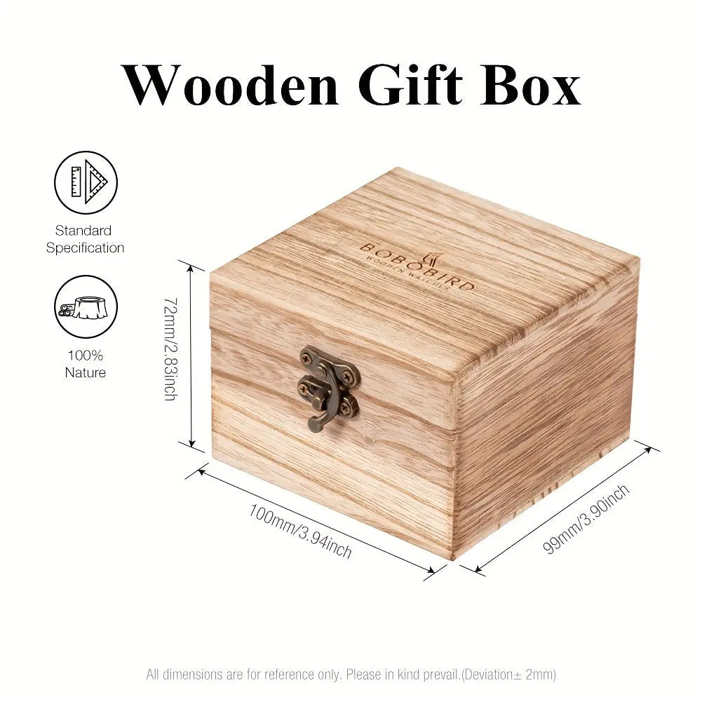 Vintage wooden watch gift box from Alcom Distribution made of natural wood with secure latch