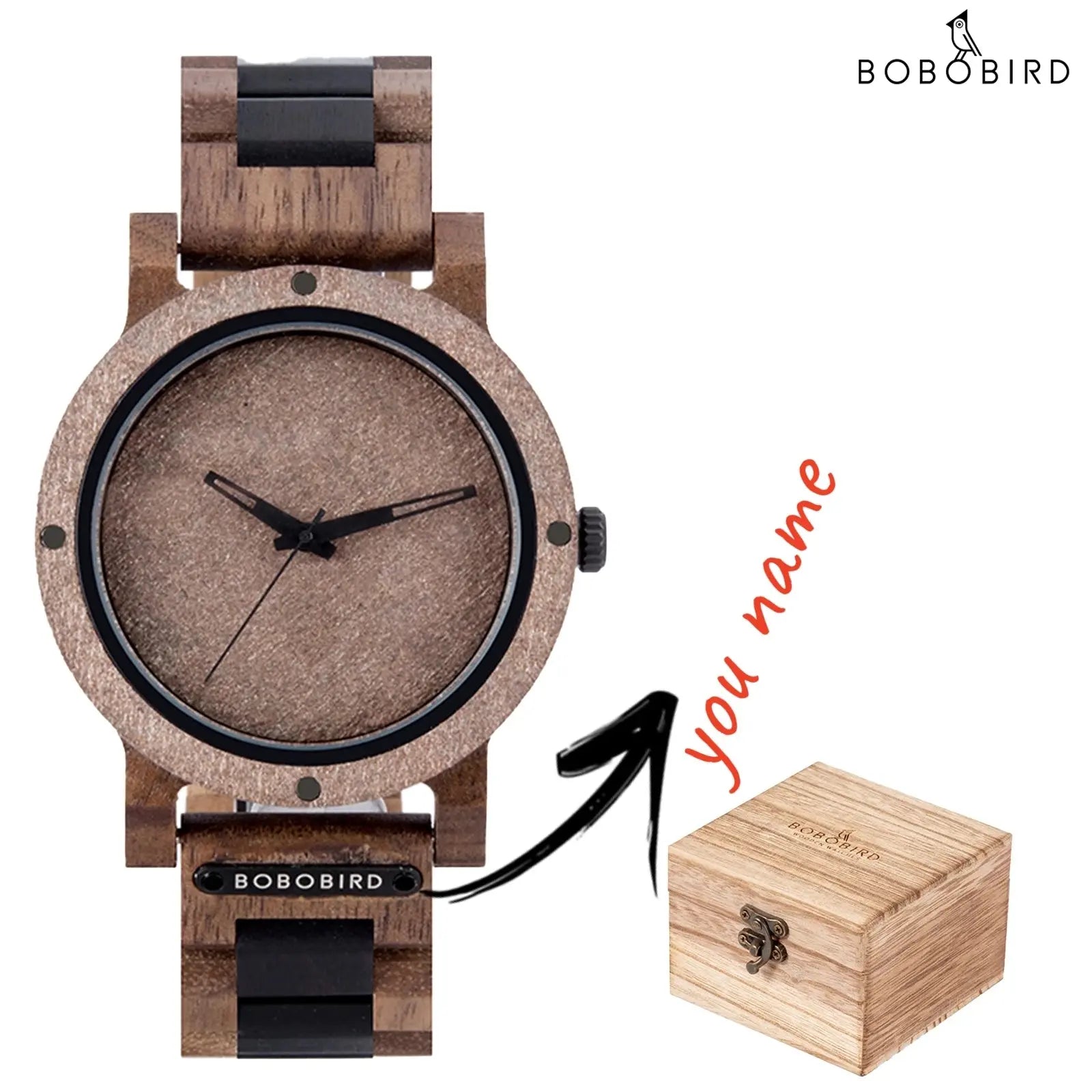 BOBOBIRD stylish wood and stone watch with wooden band and stone textured dial by Alcom Distribution