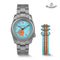 Boderry titanium adventure watch with blue dial and extra blue and orange striped nylon strap