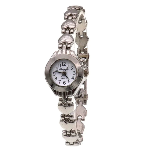 Silver heart design bracelet watch for women by Alcom Distribution with quartz movement