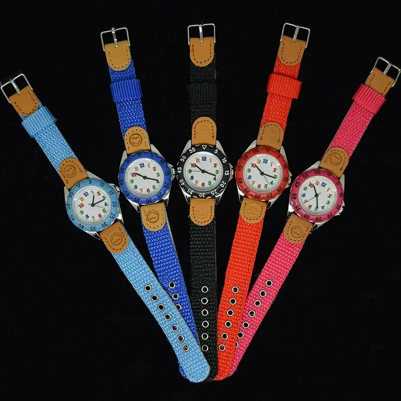Alcom Distribution kids quartz watch colorful collection with blue black red and pink straps