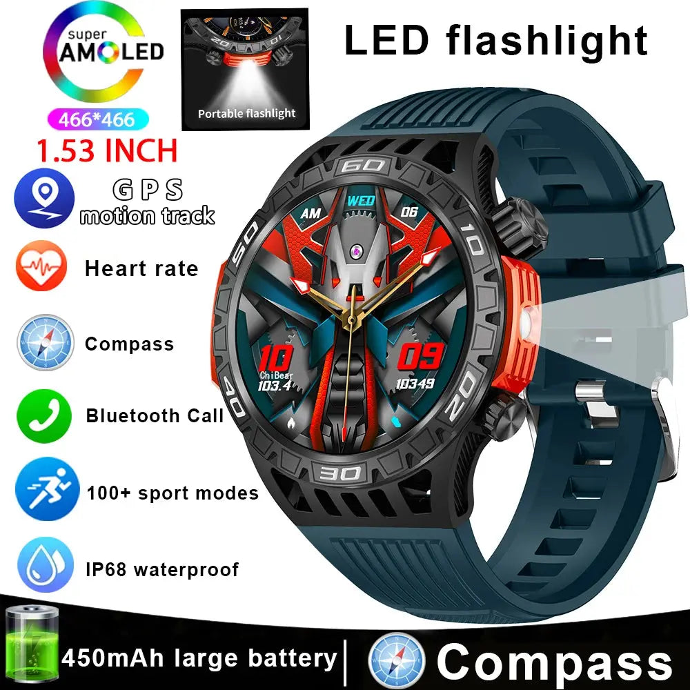 Alcom Distribution fitness tracker with Bluetooth featuring GPS, heart rate, compass, and IP68 waterproof