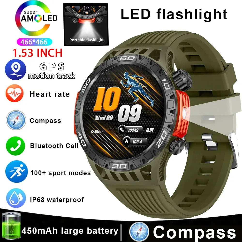 Alcom Distribution fitness tracker with Bluetooth green sports watch with GPS heart rate and compass