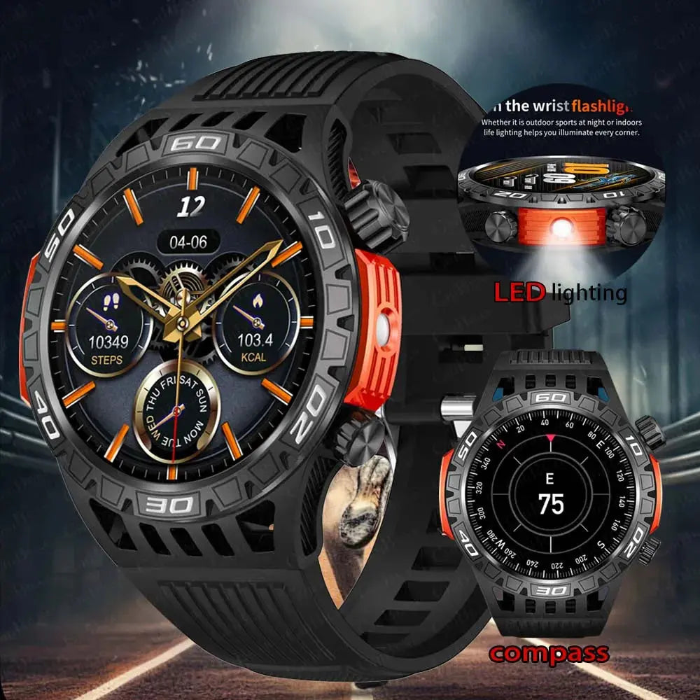 Alcom Distribution fitness tracker with Bluetooth featuring LED lighting, compass, and step and calorie monitoring