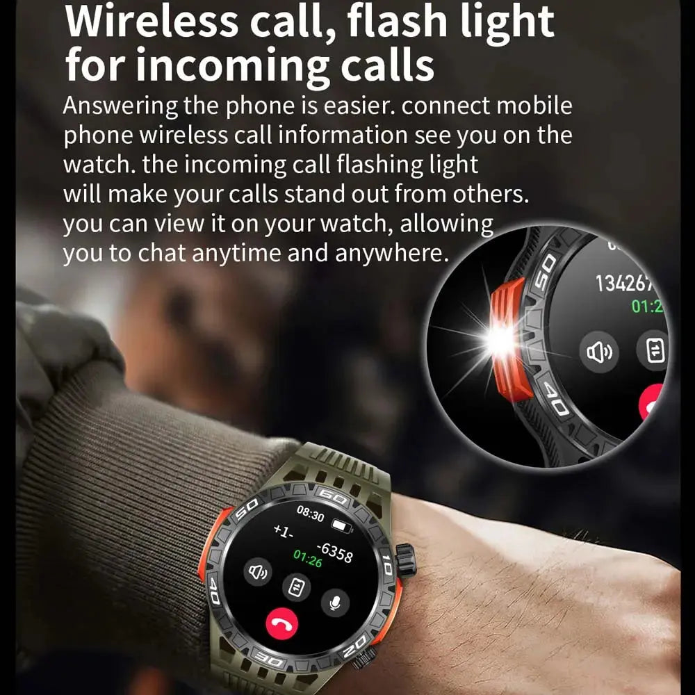 Alcom Distribution fitness tracker with Bluetooth showing incoming call notification and flashlight feature