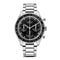 Corgeut black dial stainless steel watch featuring a sleek design and tachymeter scale