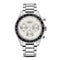 Corgeut black dial stainless steel watch with chronograph features and a polished bracelet design
