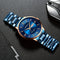 Alcom Distribution men's classic quartz watch with blue dial and metal strap