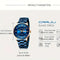 Men's classic quartz watch by Alcom Distribution with blue dial and metal band 43mm dial diameter