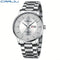 CRRJU silver men's classic quartz watch with stainless steel band and date display