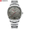 Curren stainless steel business watch with silver metal band and gray dial with date display