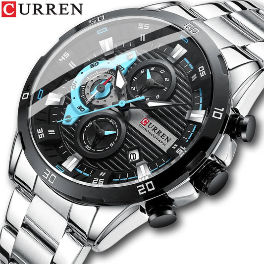 CURREN stainless steel watch with black dial and blue accents by Alcom Distribution