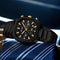 Curren vintage square dial mens watch in black with gold accents and black metal band