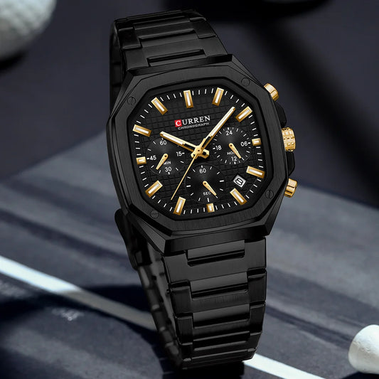 Curren vintage square dial mens watch with black and gold design by Alcom Distribution