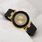 Elegant quartz watch for women with black strap and gold-tone glitter dial accents by Alcom Distribution