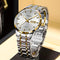 Alcom Distribution men's automatic business watch with silver and gold stainless steel band and day date display