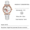 Alcom Distribution women's luxury automatic watch with white strap and rose gold case with crystal details