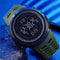 Alcom Distribution digital sports watch waterproof with black face and green strap