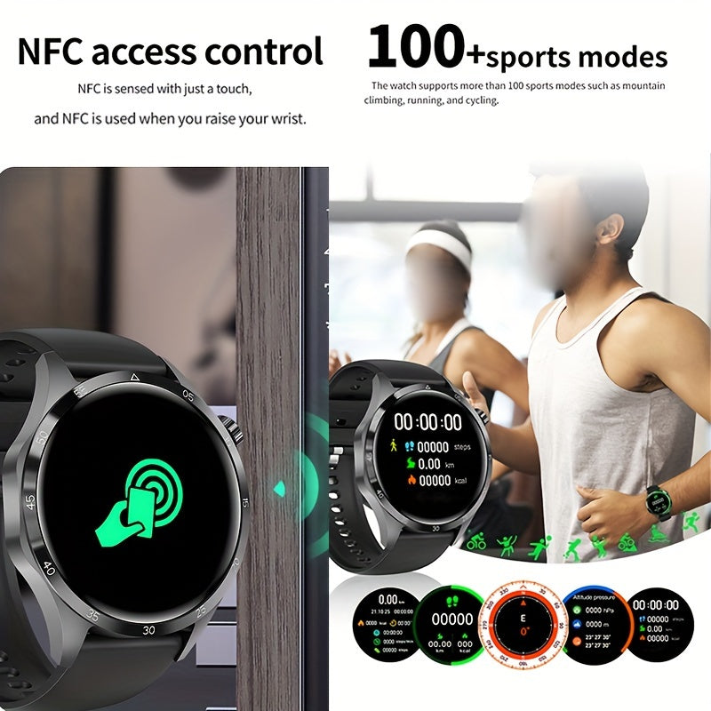 2024 New NFC Smart Watch For Men GPS Motion Trajectory 360*360 HD Screen AI Voice Wireless Call Smartwatch Sports Fitness Tracker Watch For Men Father's Day Gift