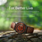 Stylish Magnetic Bead Watch with brown leather strap and wood-patterned dial on natural background