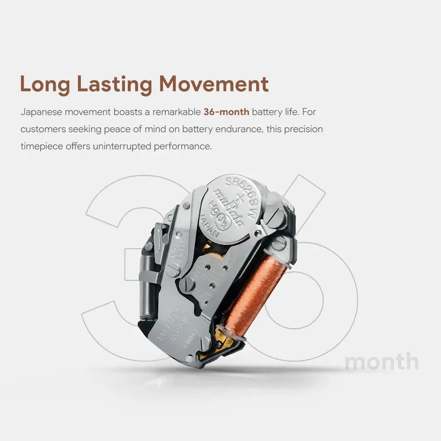 Japanese watch movement with 36-month battery life for Stylish Magnetic Bead Watch by Alcom Distribution